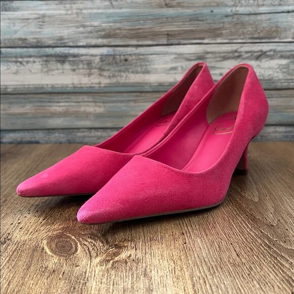 Sam Edelman Bianka Dahlia Pink Suede Pointed Toe Kitten Heels - Picture 3 of 13